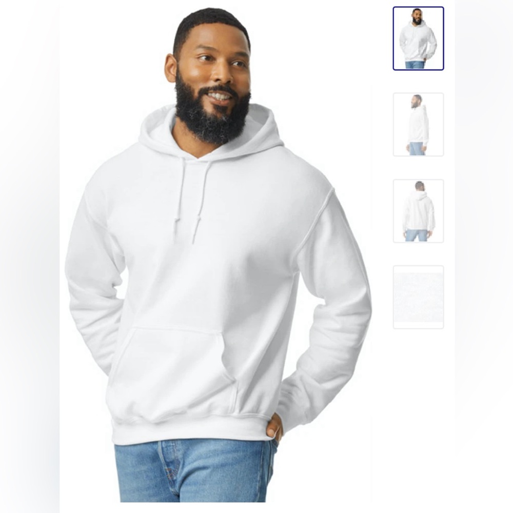 6 BRAND NEW Hanes brand white hoodies in 4 sizes, see details below!